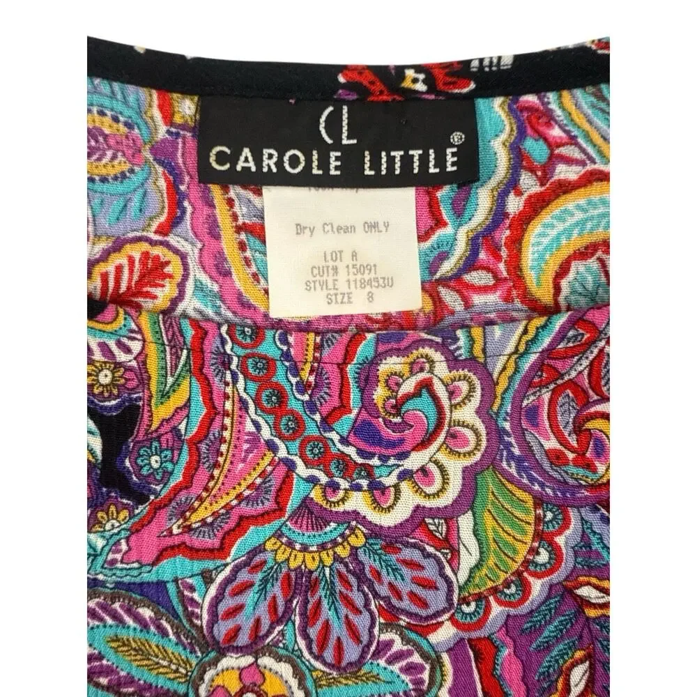 Carol Little Vintage Tunic Artsy Colorful Bright Blouse Top Womens 8 USA 90s - Picture 2 of 12